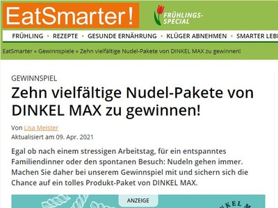 Gewinnspiel: Gewinne eins von zehn Produkt-Paketen von Dinkel Max im Wert von 140 €!