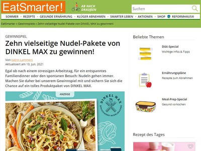 Gewinnspiel: Gewinne ein Nudelpaket von DINKEL MAX!