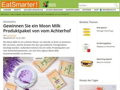 Gewinnspiel: Gewinnen Sie ein Moon Milk Produktpaket vom Achterhof