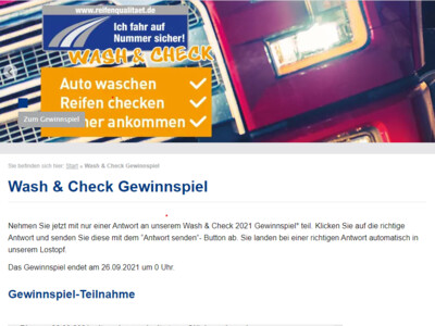 Gewinnspiel: Wash&Check Gewinnspiel