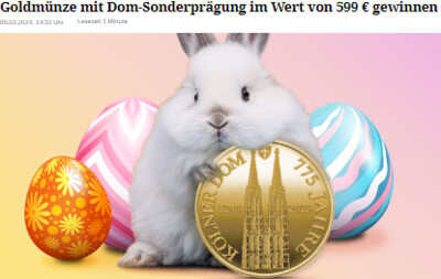 Gewinnspiel: Goldmünze im Wert von 599 Euro gewinnen!