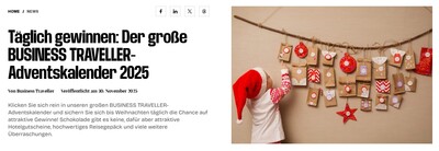 Gewinnspiel: BUSINESS TRAVELLER-Adventskalender